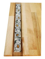 Obrazek Taca drewniana duża ceramika - motyw kwiatowy