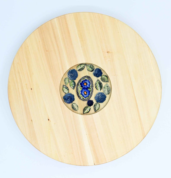 Obrazek Taca drewniana obrotowa Ceramika MIX